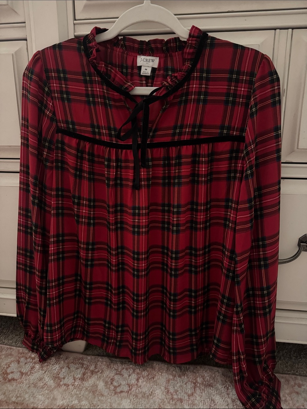 J. Crew red tartan plaid top